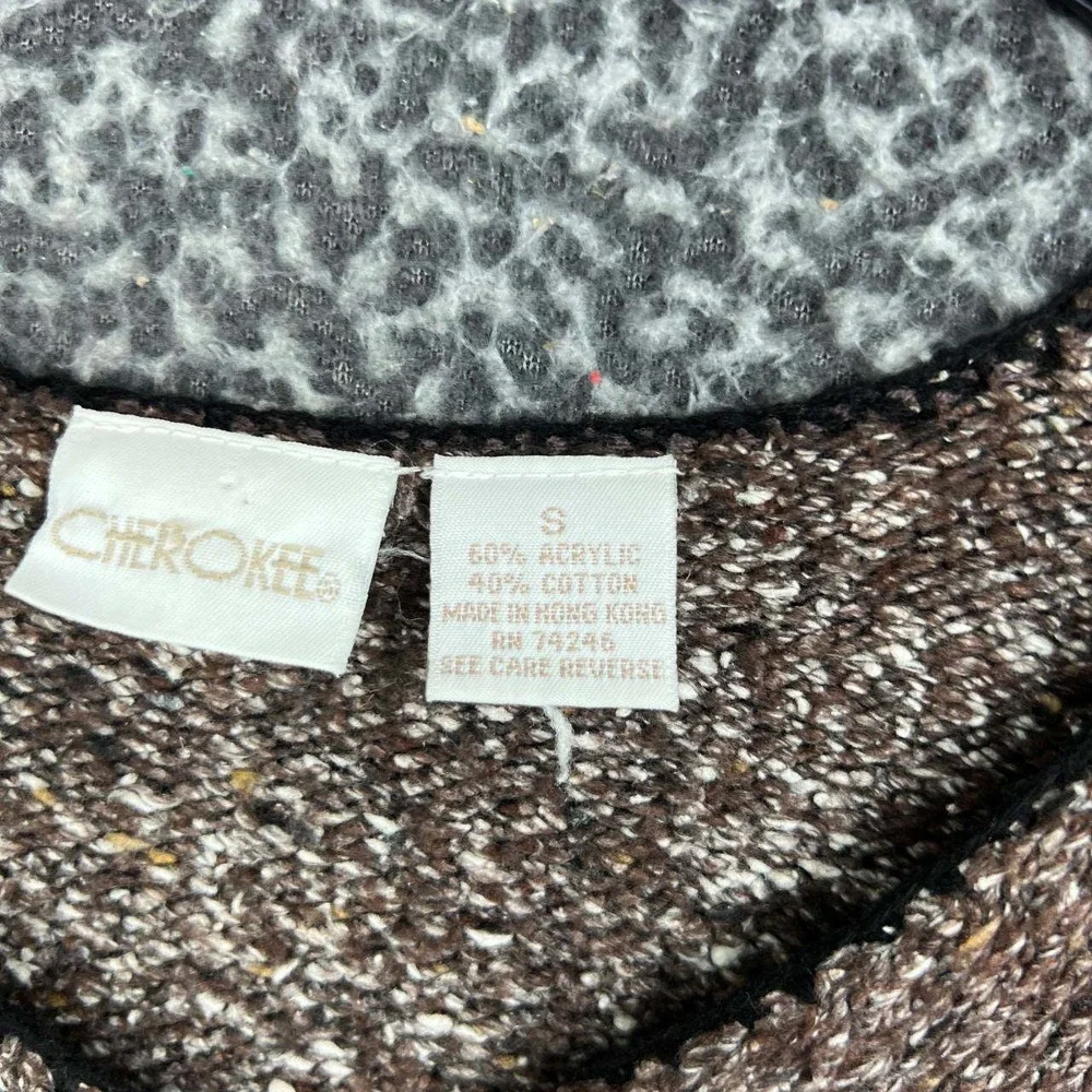 Cherokee Cardigan Sweater Women Small Brown Knit Button Front Long Sleeve S